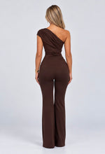 Load image into Gallery viewer, Chocolate Brown Rachel One-Shoulder Jumpsuit
