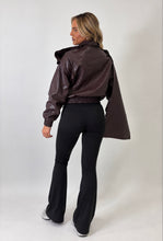Load image into Gallery viewer, Wine Phoebe Faux Leather Scarf Bomber Jacket
