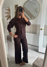 Load image into Gallery viewer, Chocolate Brown Dani Button Front Tailored Co-ord Set
