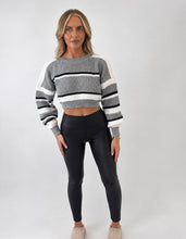 Load image into Gallery viewer, Grey Marie Striped Knit Cropped Jumper

