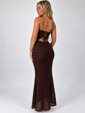 Load image into Gallery viewer, Chocolate Brown Marie Lace Tie-Back Maxi Dress
