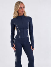Load image into Gallery viewer, Navy Poppi Contrast Flare Co-ord

