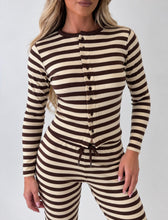 Load image into Gallery viewer, Chocolate Striped Masie Button-Front Knit Co-Ord Set
