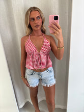 Load image into Gallery viewer, Red Gingham Tie Front Top
