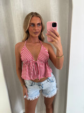 Load image into Gallery viewer, Red Gingham Tie Front Top
