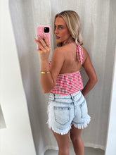 Load image into Gallery viewer, Red Gingham Tie Front Top
