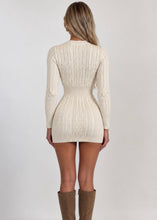 Load image into Gallery viewer, Cream Roisin Cable Knit Long Sleeve Mini Dress
