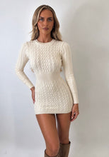 Load image into Gallery viewer, Cream Roisin Cable Knit Long Sleeve Mini Dress
