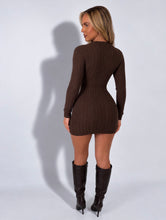 Load image into Gallery viewer, Brown Roisin Cable Knit Mini Dress
