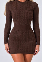 Load image into Gallery viewer, Brown Roisin Cable Knit Mini Dress
