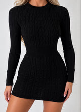 Load image into Gallery viewer, Black Roisin Cable Knut Long Sleeve Mini Dress
