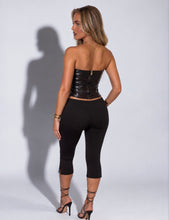 Load image into Gallery viewer, Brown Faye Faux Leather Lace-Up Corset Top
