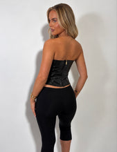 Load image into Gallery viewer, Black Faye Faux Leather Lace-Up Corset Top
