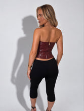 Load image into Gallery viewer, Burgundy Faye Faux Leather Lace-Up Corset Top
