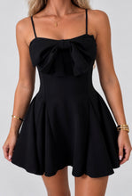 Load image into Gallery viewer, Black Ally Bow Detail Skater Mini Dress

