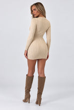 Load image into Gallery viewer, Beige Roisin Cable Knit Long Sleeve Mini Dress
