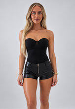 Load image into Gallery viewer, Black Nikitta Faux Leather Zip-Up Micro Shorts
