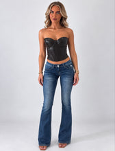 Load image into Gallery viewer, Brown Alisha Faux Leather Corset Top
