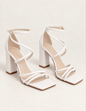 Load image into Gallery viewer, White Strappy Block Heels
