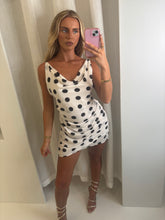 Load image into Gallery viewer, White Noah Cowl Polka Dots Dress
