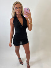 Load image into Gallery viewer, Black Sara Cowl Neck Dress

