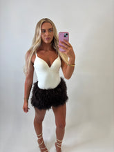 Load image into Gallery viewer, Brown Dacey Feather Mini Skirt
