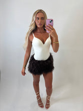 Load image into Gallery viewer, Brown Dacey Feather Mini Skirt
