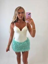 Load image into Gallery viewer, Mint Dacey Feather Mini Skirt
