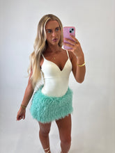 Load image into Gallery viewer, Mint Dacey Feather Mini Skirt
