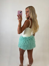 Load image into Gallery viewer, Mint Dacey Feather Mini Skirt
