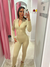 Load image into Gallery viewer, Beige Dominika Seamless Ribbed Jumpsuit
