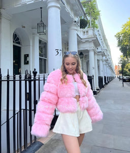 Pink fur jacket