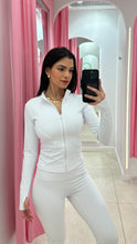 Load image into Gallery viewer, White Ella Sculpt &amp; Ruch Flare Co-Ord
