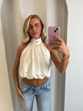 Load image into Gallery viewer, White Poppy Satin Top
