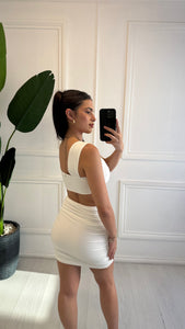 White Arabella Gold Love Heart Buckle Co ord