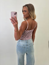 Load image into Gallery viewer, Pink Emma Polka Dot Mesh Top

