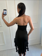 Load image into Gallery viewer, Black Melanie Frill Maxi Dress
