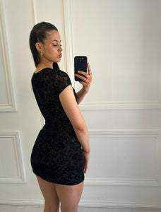 Black Farah Animal Print Mini-Dress