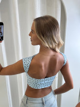 Load image into Gallery viewer, Blue Izabele Polka Dot Backless Top
