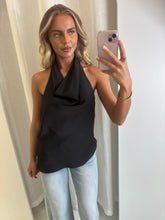 Load image into Gallery viewer, Black Rose Satin Top
