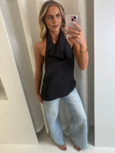 Load image into Gallery viewer, Black Rose Satin Top
