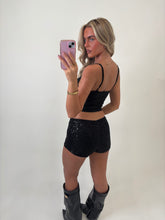 Load image into Gallery viewer, Black Gabi Sequin Mini Shorts
