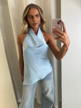 Load image into Gallery viewer, Blue Rose Satin Top
