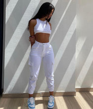 Load image into Gallery viewer, White Chelsea Cargo Pants
