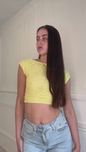 Load and play video in Gallery viewer, Yellow Gabby lace crop top
