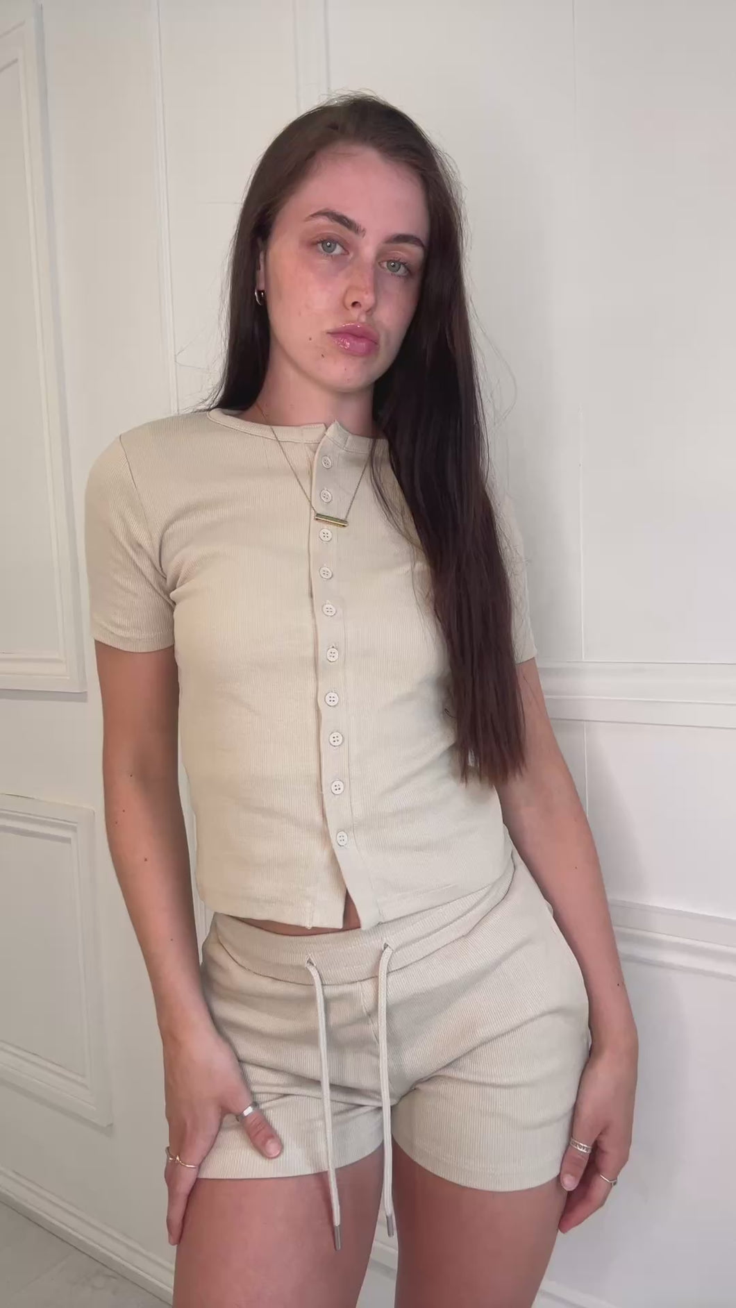 Beige Meg button up co ord
