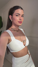 Load and play video in Gallery viewer, White Arabella Gold Love Heart Buckle Co ord

