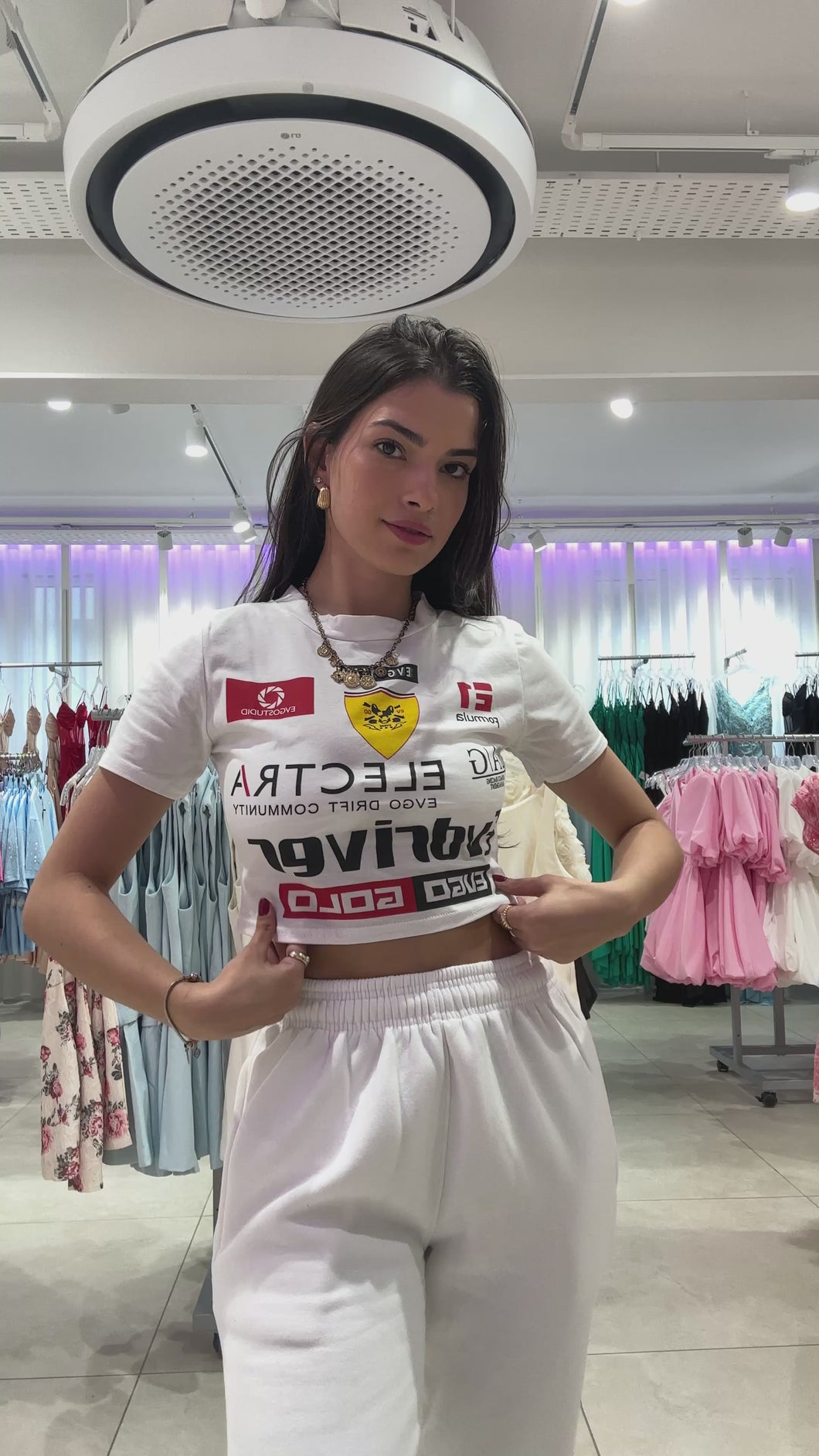 White Payton Racing Crop Tee