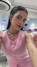 Load and play video in Gallery viewer, Baby Pink Joyce Gold Button Up Co ord
