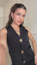 Load and play video in Gallery viewer, Black Winnie Gold Button Co ord
